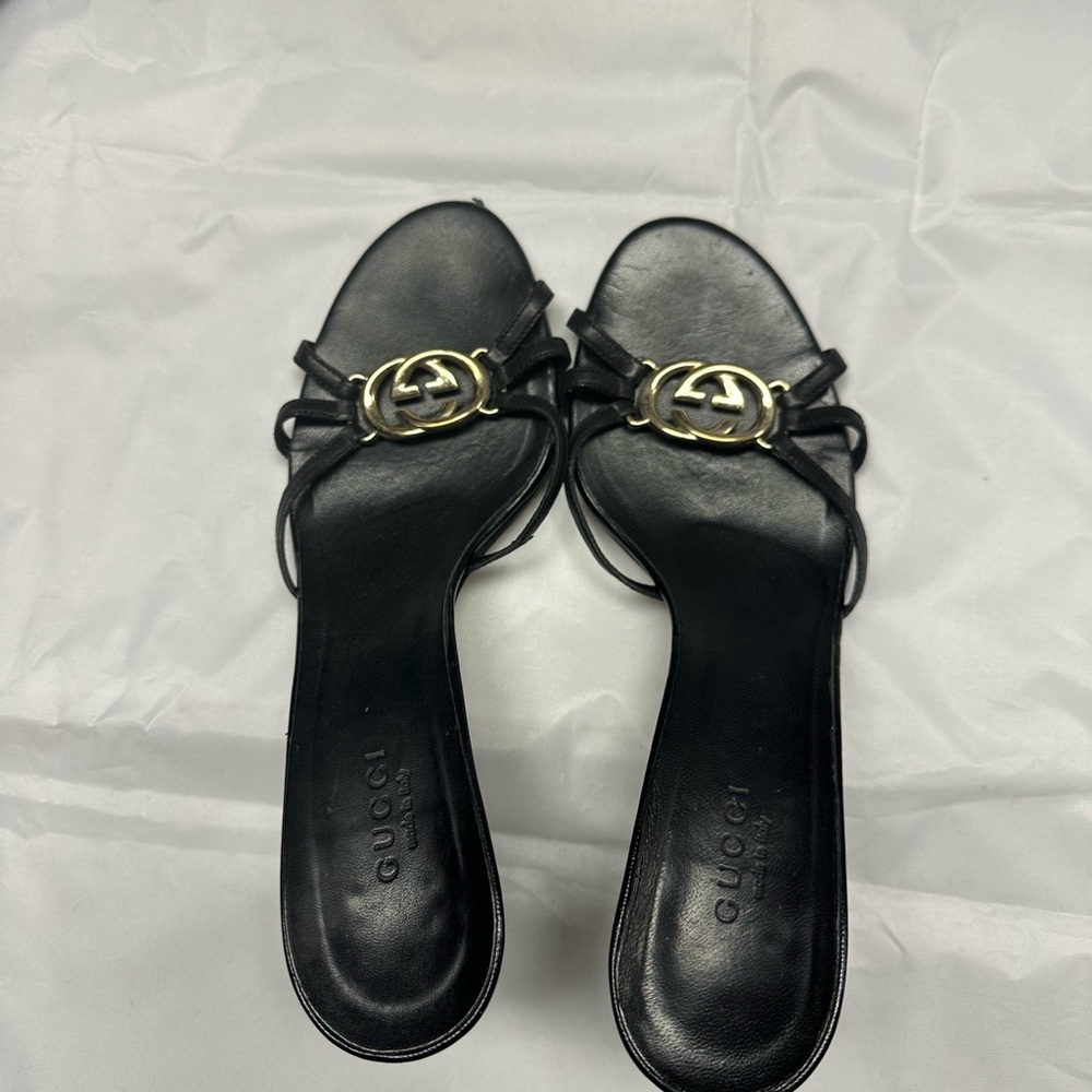 Gucci Black Heels with Double G Logo